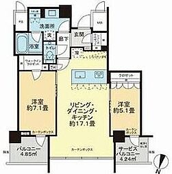プレミスト天神赤坂タワー 2LDKの間取図画像