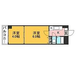 ロイヤル天神南200 2Kの間取図画像