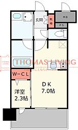 グランフォーレ博多プレミアベイサイド 1DKの間取図画像
