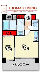 西鉄天神大牟田線 高宮駅 徒歩12分の賃貸マンション 5階1DKの間取り