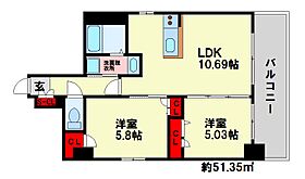 LINK’s M 903 ｜ 福岡県福岡市南区大橋３丁目17-5（賃貸マンション2LDK・9階・51.35㎡） その2