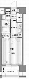 サヴォイスタジオスイーツ 11階1Kの間取り