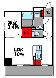 ナッジワン香椎駅前 1LDKの間取図画像