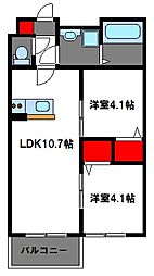 リテラ美和台 2LDKの間取図画像