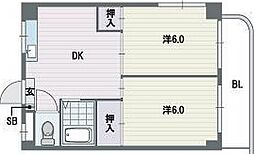 アドバンス箱崎 2DKの間取図画像