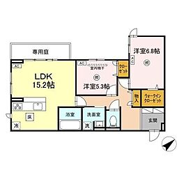 福岡市東区松島1丁目アパート 2LDKの間取図画像