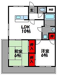 リバーサイド多の津 2LDKの間取図画像