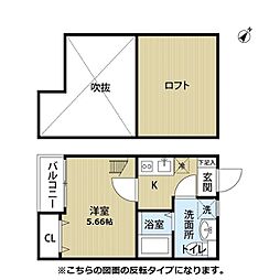 ハッピーフォエバー箱崎 ワンルームの間取図画像