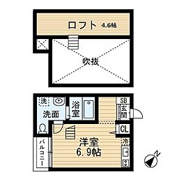 ボナール吉塚 ワンルームの間取図画像
