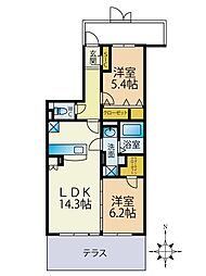 (仮称)プレアevl松島2丁目 2LDKの間取図画像