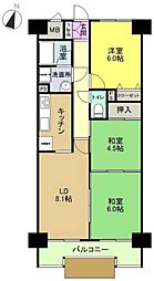 サンロードステーションいわき 3LDKの間取図画像