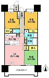 グランフォセット平中央公園 3LDKの間取図画像