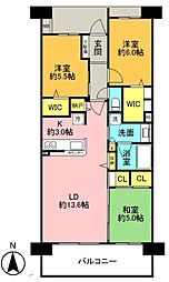 デュオヒルズいわきザ・レジデンス 3SLDKの間取図画像