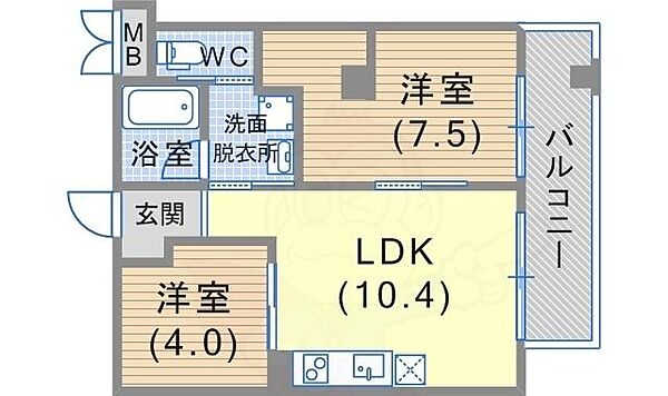 兵庫県神戸市長田区片山町５丁目(賃貸マンション1LDK・2階・32.58㎡)の写真 その2