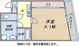 モダンアパートメント神戸湊川 1Kの間取図画像