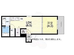 F Rubra SEAM 2階1LDKの間取り