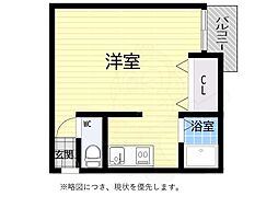 アムス下祇園 ワンルームの間取図画像