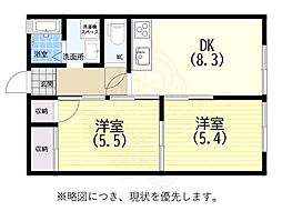 フレグランス須磨離宮 2DKの間取図画像