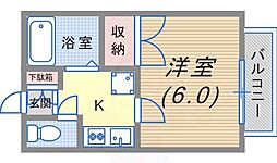アクアハイツ 1Kの間取図画像