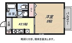 メモリアル月見山 1Kの間取図画像