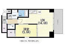 プレジオ神戸長田 1LDKの間取図画像