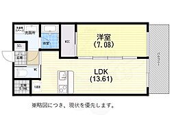 プレジオ神戸長田 1LDKの間取図画像