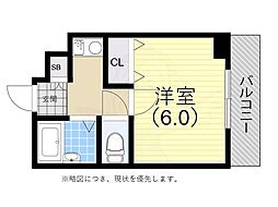 グランテ下山手 1Kの間取図画像