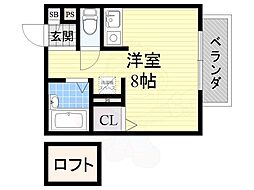 パセオミフネA棟 ワンルームの間取図画像