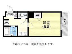 テンボス丸山2 1Kの間取図画像