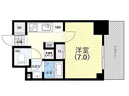 GENOVIA神戸湊川公園 1Kの間取図画像