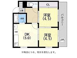 ハイツ中之島 2DKの間取図画像