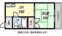 吉川コーポ 1Kの間取図画像