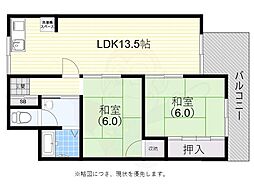 ブリックシャトー兵庫 2LDKの間取図画像