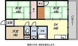 グリーンヒル白川 3DKの間取図画像