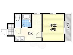 サンウィングス南森町 1DKの間取図画像