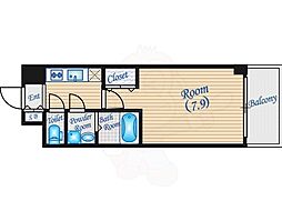 アーデン谷町 12階1Kの間取り