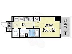 ベクス福島 3階1Kの間取り