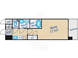 アーデン谷町 8階1Kの間取り