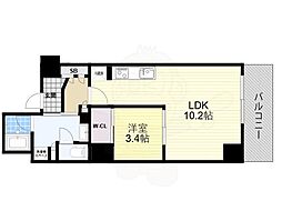 アーバネックス天満橋Front 8階1LDKの間取り