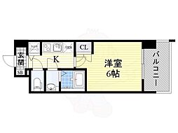 エス・キュート梅田東 12階1Kの間取り
