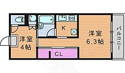 KDXレジデンス本町橋 3階2Kの間取り