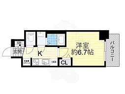 プレサンス海老江ジャルダン 4階1Kの間取り