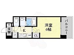 エス・キュート梅田東 13階1Kの間取り