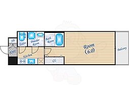 レジュールアッシュ福島レジデンス 6階1Kの間取り