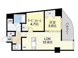 Osaka Metro堺筋線 堺筋本町駅 徒歩5分の賃貸マンション 4階1SLDKの間取り