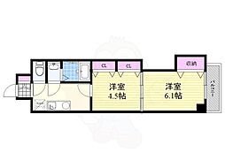 セントラル南船場 12階2Kの間取り