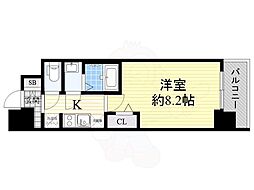 プレサンス心斎橋ソレイユ 3階1Kの間取り