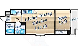 Osaka Metro谷町線 谷町四丁目駅 徒歩5分の賃貸マンション 6階1LDKの間取り