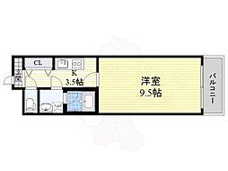 グランテージ感彩 1Kの間取図画像