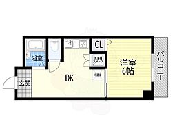 サンエスト南森町 1DKの間取図画像
